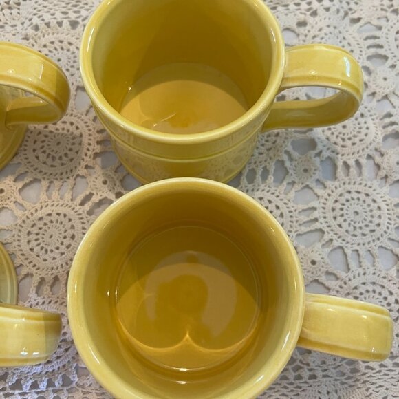 Fitz and Floyd Yellow Dallas Coffee Mugs Set of 4 - Picture 7 of 8